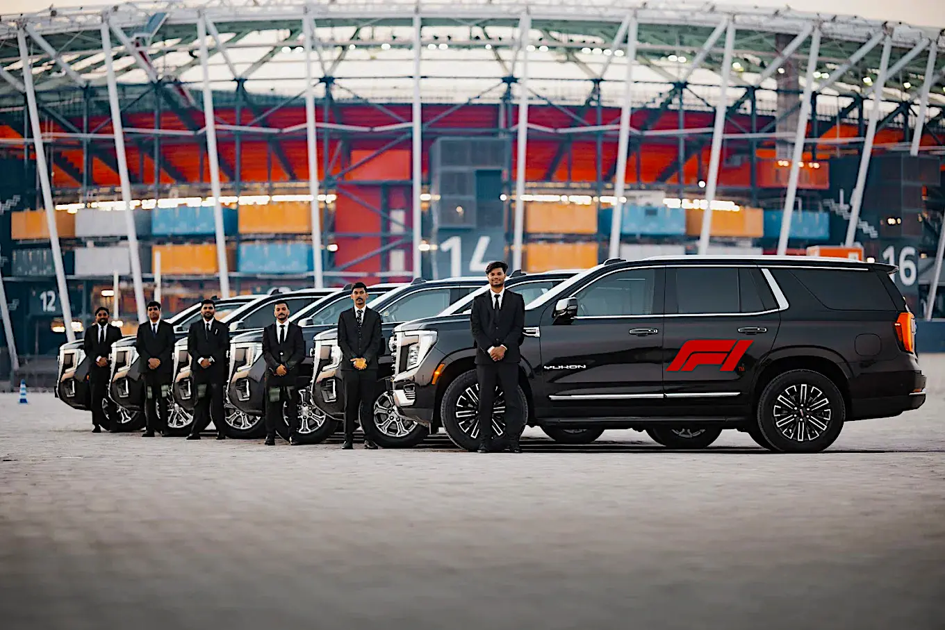 " VIP transportation fleet supporting Formula 1 drivers, teams, sponsors and event personnel Mercedes-Benz V-Class fleet supporting VIP guest transportation and large-scale event operations "